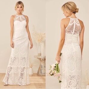 Lulu's Magic in the Moment White Lace Tiered Maxi Dress